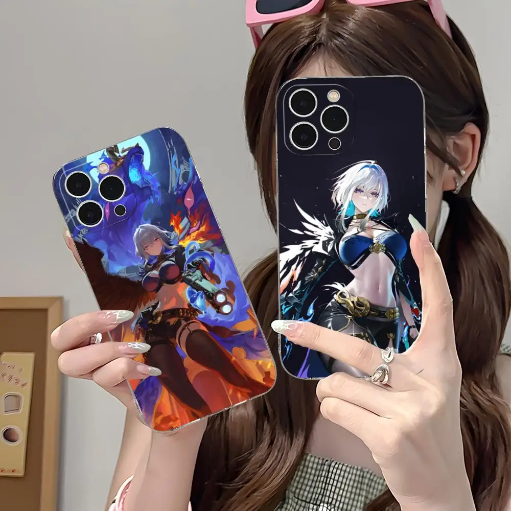 Wuthering Waves Galbrena جراب هاتف آيفون 16 15 14 13 12 11 X XR XS 8 6 Pro Max Plus غطاء صغير شفاف اللون غطاء فاخر