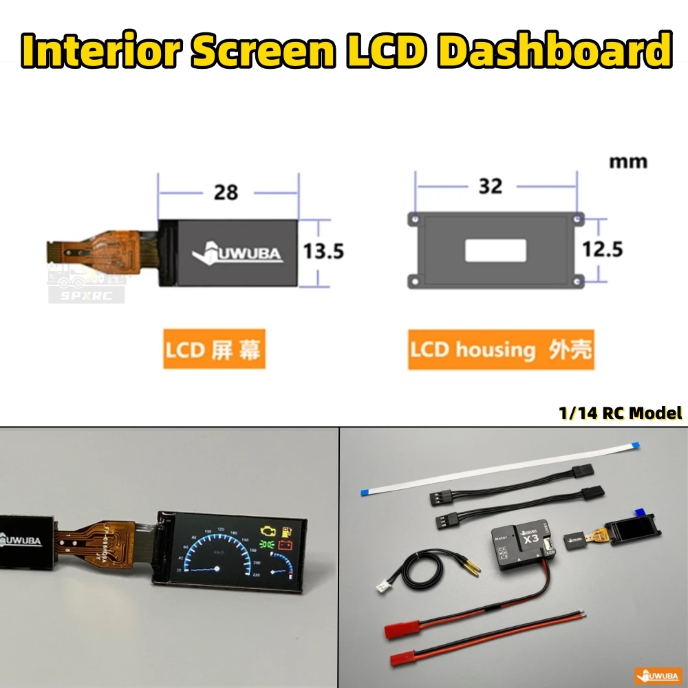 LCD Interior Screen Dashboard X3.1 for 1/14 Tamiya RC SCANIA 770S VOLVOO BENZ MAN TGX Dump Truck Tipper Trailer Car Parts