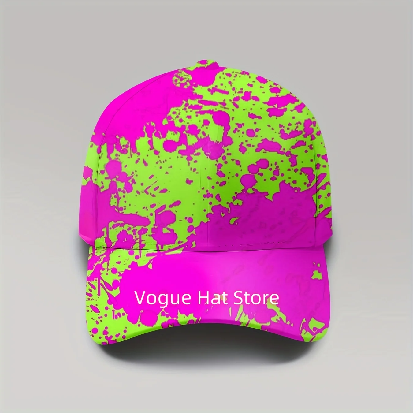 1pc, Cap Featuring a Neon Pink And Green Abstract Splatter Pattern, Suitable for All Genders, Offers, Sporty Yet Casual, Breatha