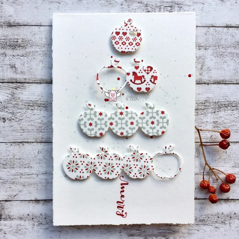Piggy Craft metal cutting dies cut die mold a row of apples heart Scrapbook paper craft album card punch knife art cutter die
