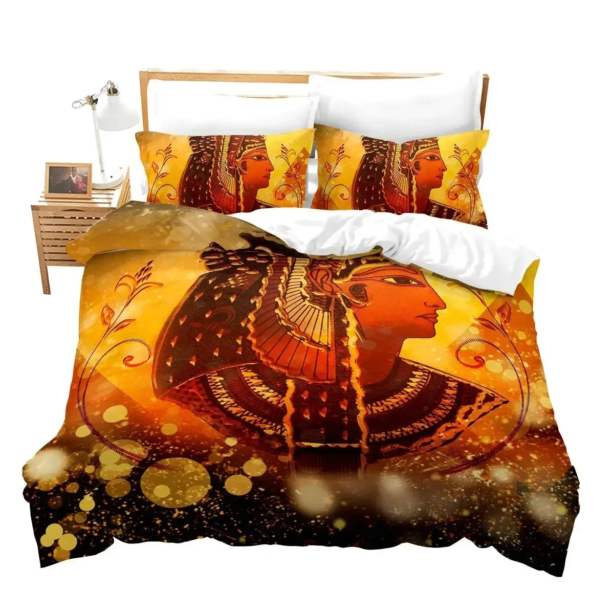 

Ancient Egypt Vintage Pharaoh Pyramid Bedding Set Single Twin Double Queen King Cal King Size Bed Linen Set