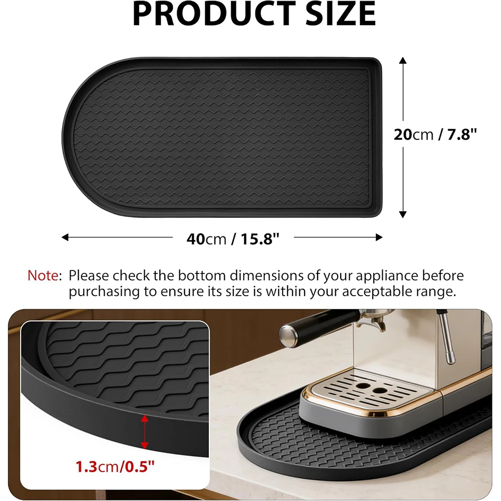 LMETJMA Silicone Coffee Mat with Raised Edges Non-Slip Leak-Proof Espresso Machine Mat for Countertop Kitchen Coffee Maker Mat