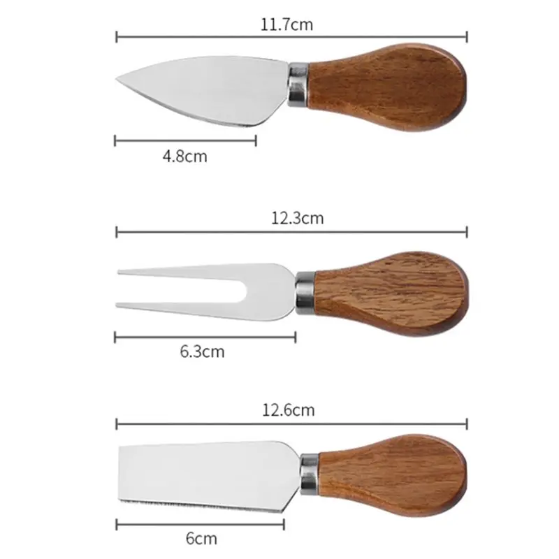 Wooden Cheese Board Set with Knives - Multipurpose Food Tray for Kitchen & Picnic Cooking Utensils