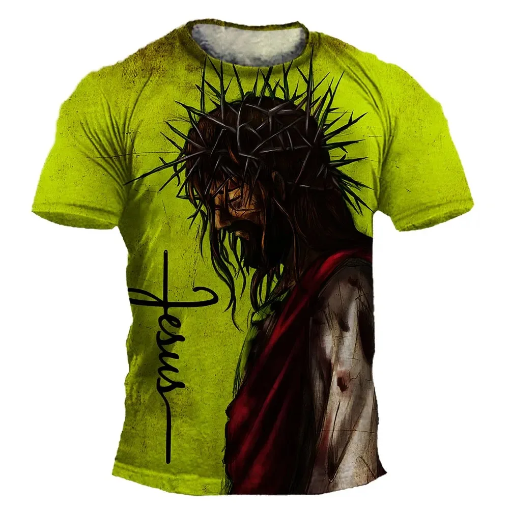 Retro Fashion Christ Cross Pattern 3D Print Sports  Breatha Quick-Dry Men's  T-Shirt Outdoor Street Casual Parent-child Clothing