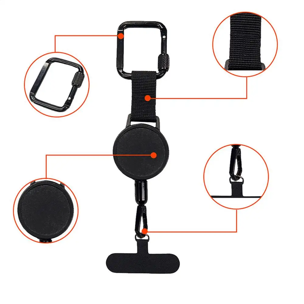 Einziehbarer Diebstahlschutz-Telefonhalter mit Karabiner, Anti-Fall-Telefonband, Handy-Sicherungsriemen für Outdoor-Aktivitäten und Wandern – Detail 7