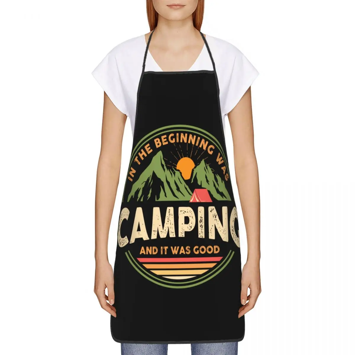 Custom Unisex Mountain Camping Adventure Campers Kitchen Chef Cooking Baking Apron Women Men Tablier Cuisine for Painting