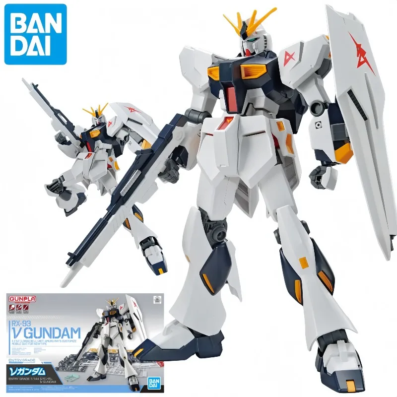 Bandai EG 1/144 RX-93 Nu Gundam Action Figures Gundam Char's Counterattack Anime Model Assemble Kit Beginner Collectible Gift