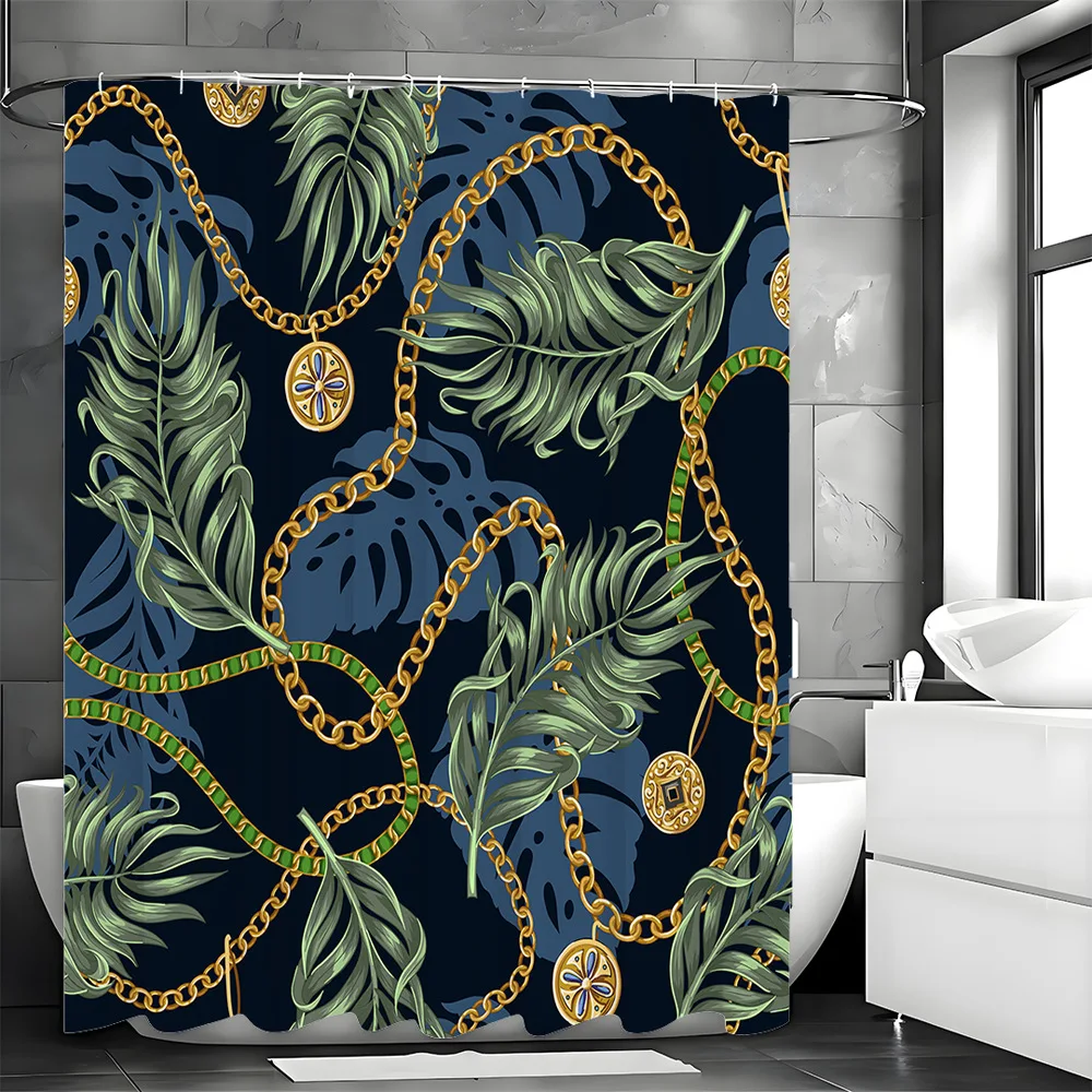 

Простая занавеска для душа с зелеными перьями, моющаяся грязеотталкивающая насадка для душа, водонепроницаемая полиэстеровая занавеска для ванны для домашнего декора