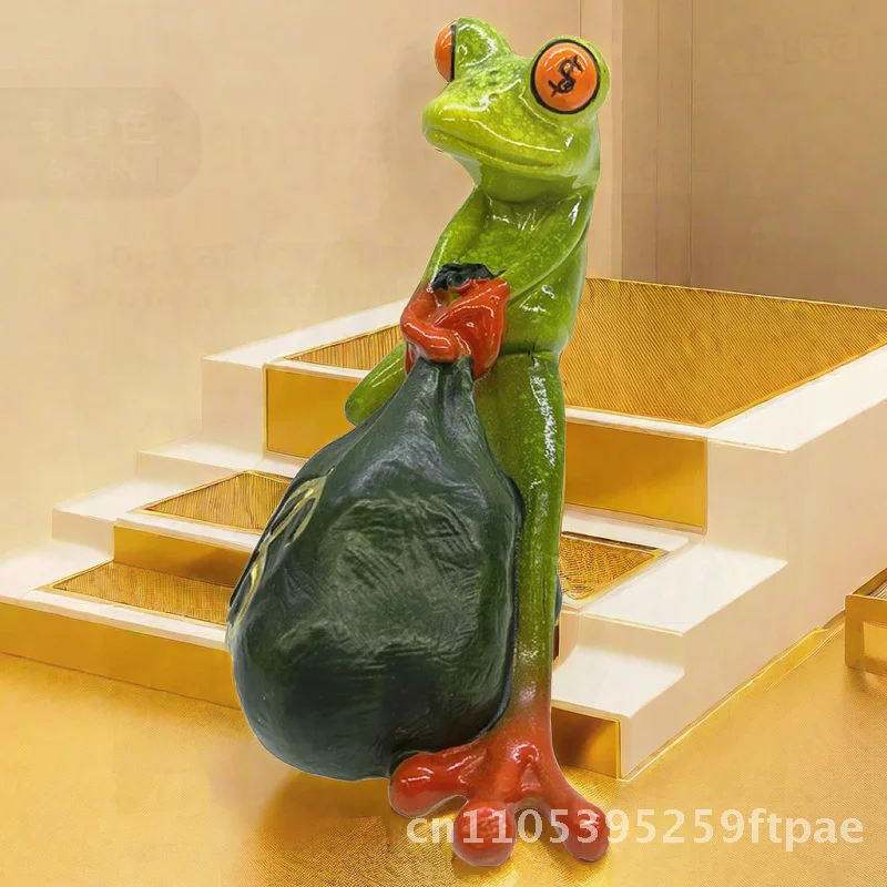 Nordic Style Resin Money Bag Decorative Ornaments Green Dollar Frog Creative Shop Gift Small Craft Model