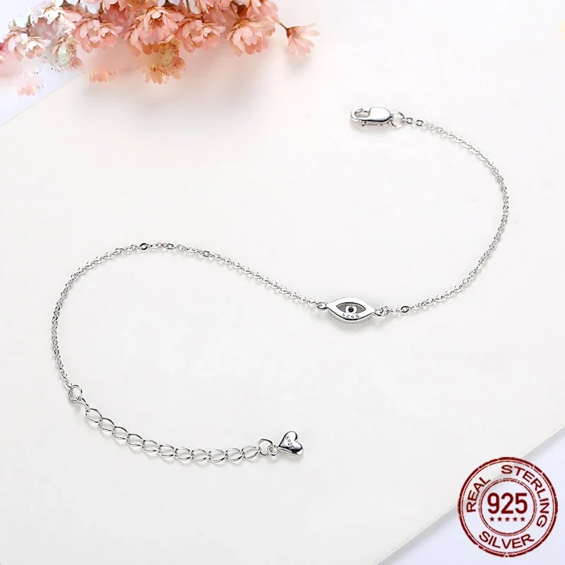 TONGZHE Women Evil Eye Bracelet 925 Sterling Silver Bracelets CZ Lucky Turkey Jewelry For A Couple Bracelets for Women Pulsera