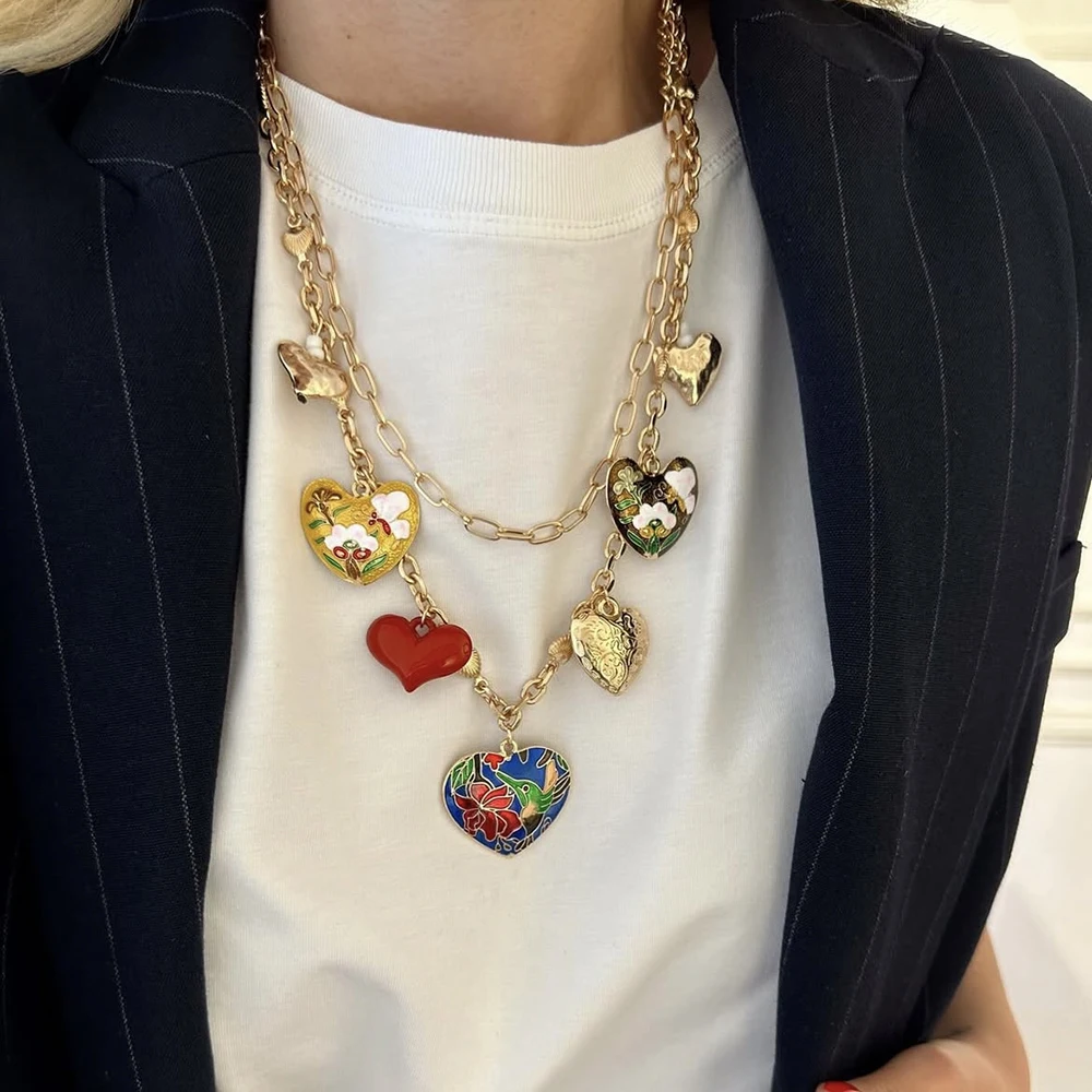 

Fashion New Gold Color Heart Pendant Necklace for Women Trendy Neck Chain Choker Y2K Jewelry Accessories