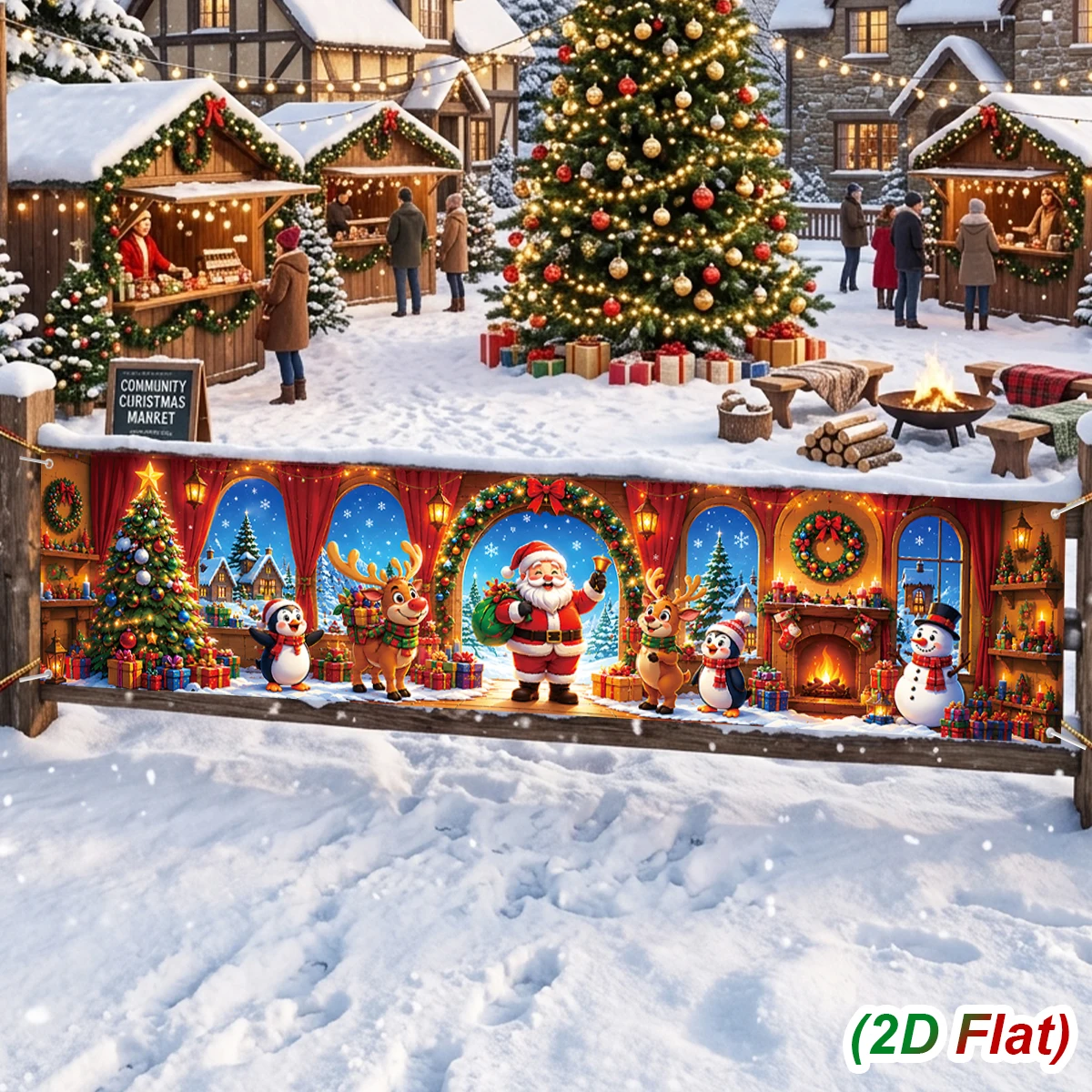 Christmas Banner Merry Christmas Decor for Home 2026 Santa Claus Snowman Photo Props Navidad Natal New Year 2027 Party Supplies