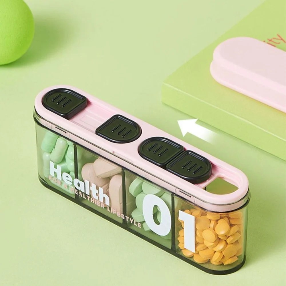 New Portable Mini 4 Grids Pill Case Organizer Container Storage Box Tablets Drug Splitter Separation Travel Fish Oils Medicine