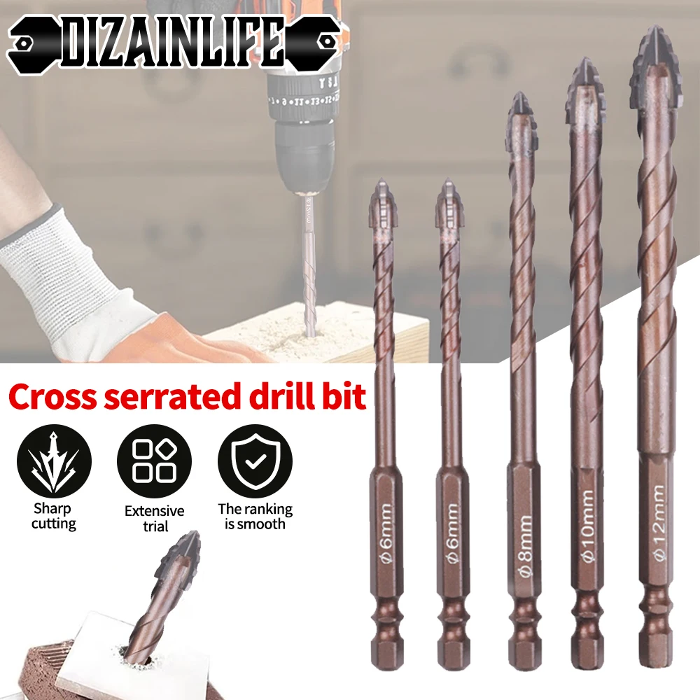 3/4/5Pcs Four-Edged Serrated Drill Bit Set High Hardness Hexagonal Simple Installation Multifunction Sawtooth Drill Bit Set