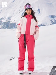 KUFUN Ski Wear Bib Pants Snow Suit Set Overalls Women Man Winter Sports Jacket Top Professional Snowboard Waterproof Teenagers