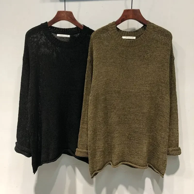 

Long Sleeve Thin Style Pullovers Elegant All-match Tops Spring Autumn New Solid Color Fashion Sweater Women High Street Casual