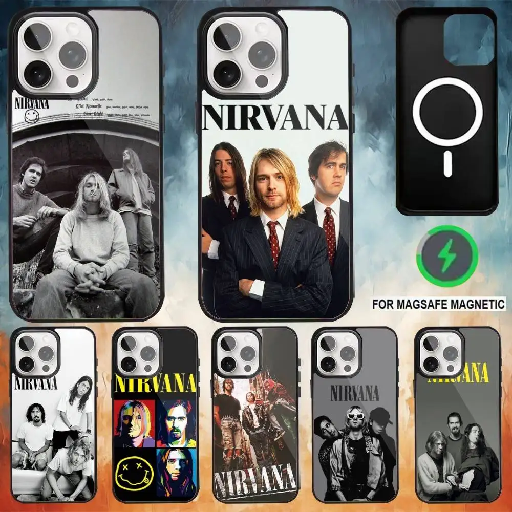 

N-Nirvana bandS Phone Case For iPhone 17 16 15 14 13 12 Pro Max Plus for Magsafe Mirror Wireless Magnetic Cover