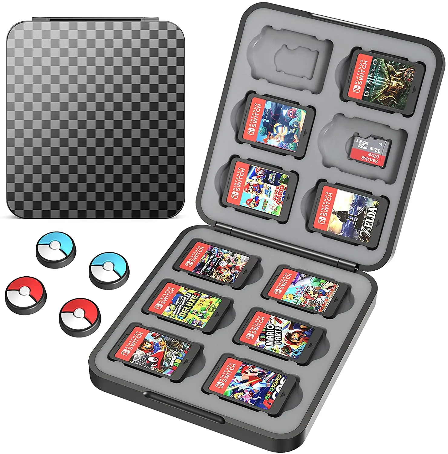 

HEYSTOP Game Card Case For Nintendo Switch Games,Protective Shell Switch Storage Bag with 4 Joy-Con Thumb Gaps