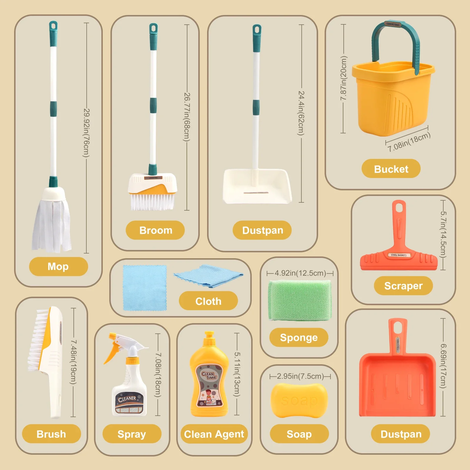 12 قطعة/المجموعة الاطفال لوازم - مراجعة Kids Outdoor Broom وسعره