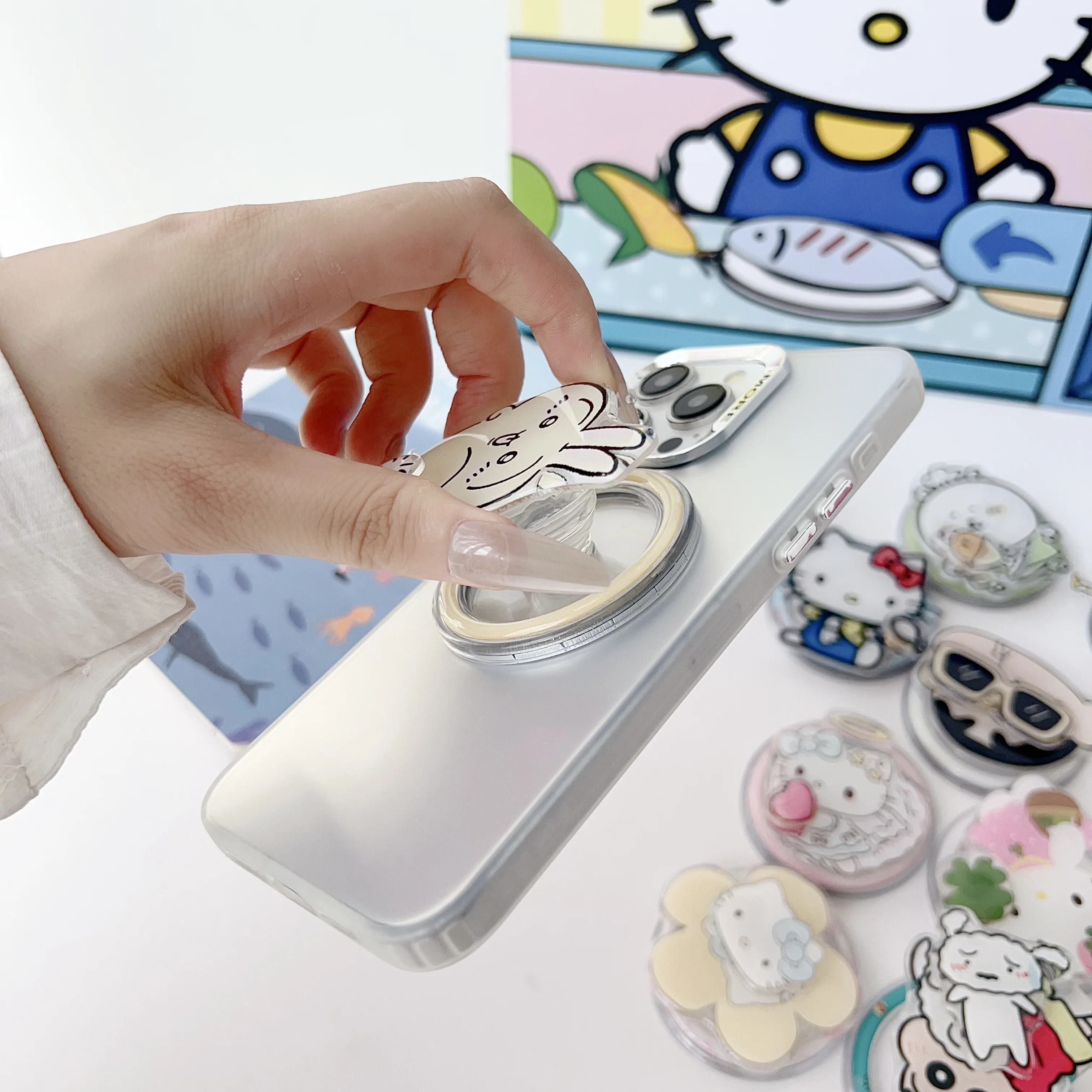 لوح تزلج كوري لطيف على شكل رسوم كرتونية لـ Magsafe حامل هاتف مغناطيسي لهاتف IPhone 17 حامل شحن لاسلكي قابل للطي #6