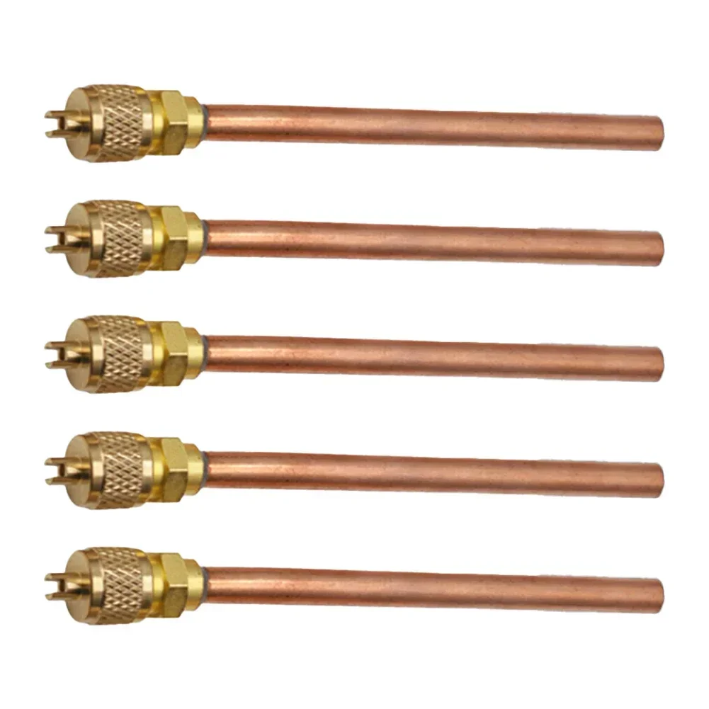 5pcs HVAC Maintenance Valve Copper Core Refrigeration Check Fluoride Nozzle Straight Through One-way 119mm Length