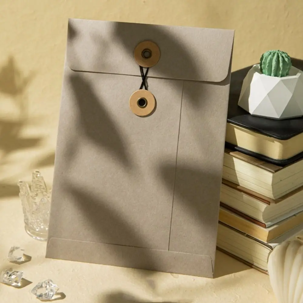 A4/A5 Kraft Paper Envelopes with String Tie Closure Clasp Retro Vintage Brown Envelopes High Grade Invitation Card