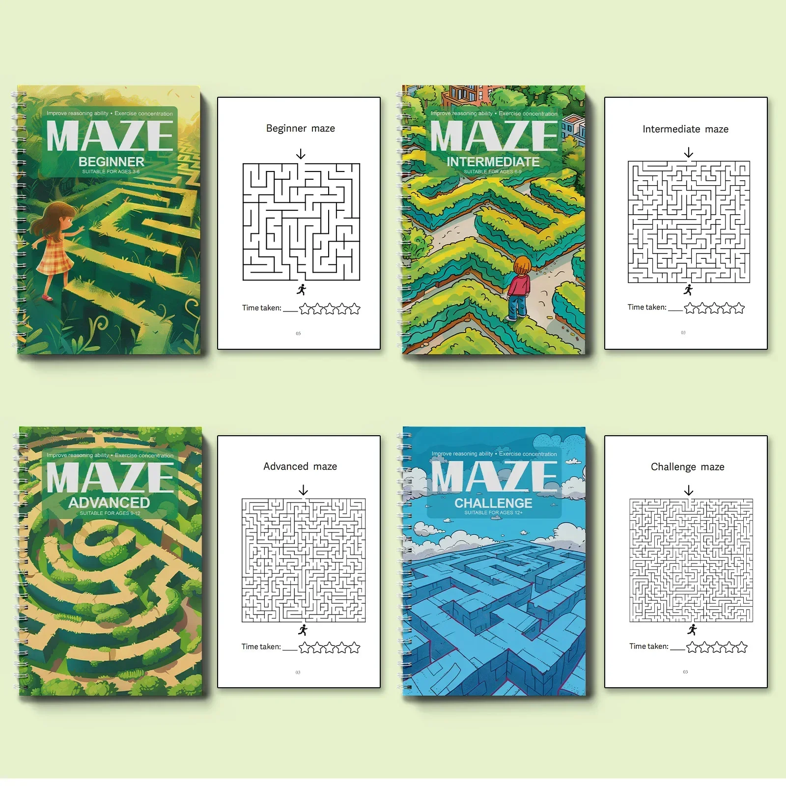 Kids Maze Game Book, Fun Puzzle Activity Workbook, Brain Training for Children, Improve Concentration & Logical Thinking