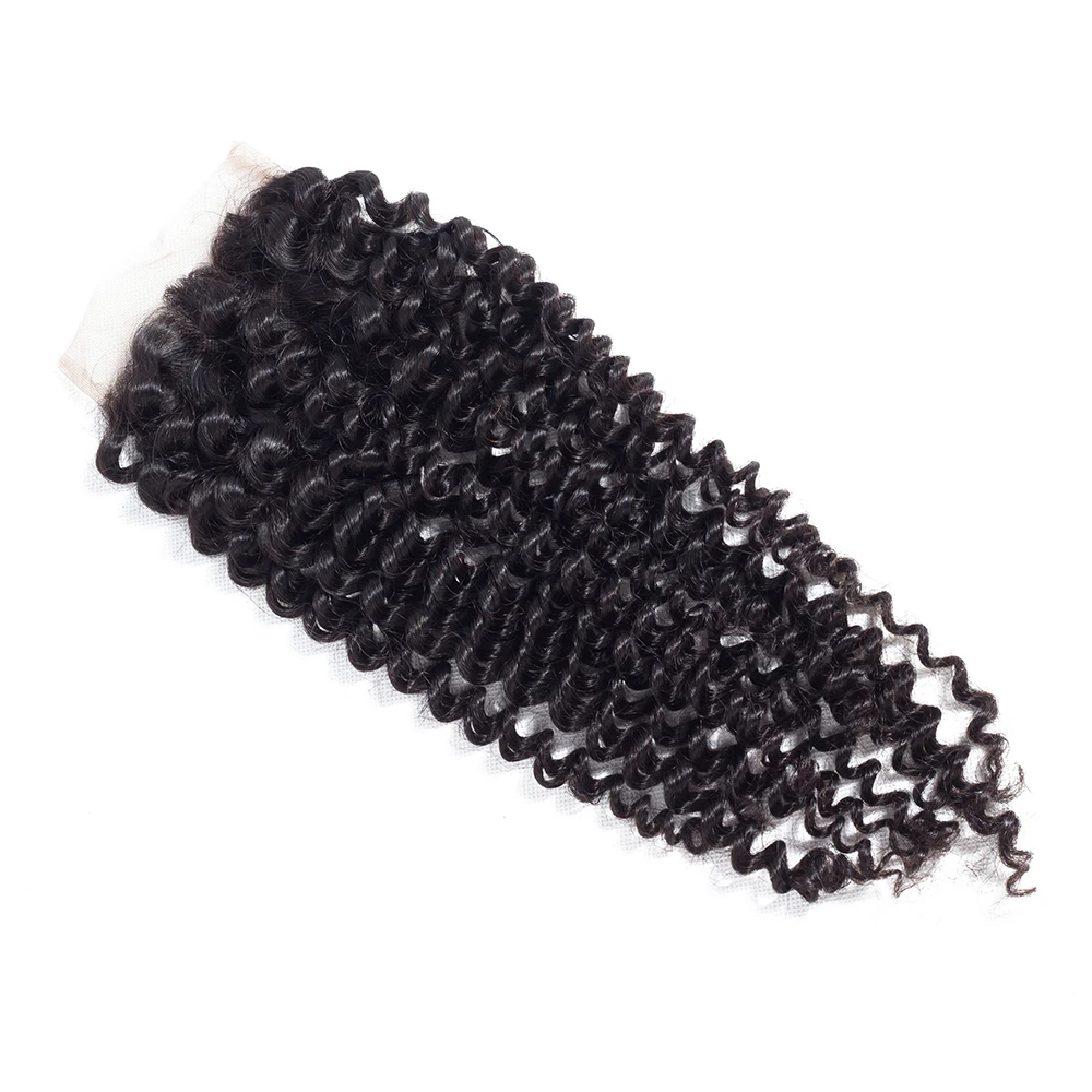 5x5 Transparan Lace Frontal Closure Free/Middle/Three Part Kinky Curly 4x4 Lace Closure Hanya 100% Remy Human Hair Pre Plucked