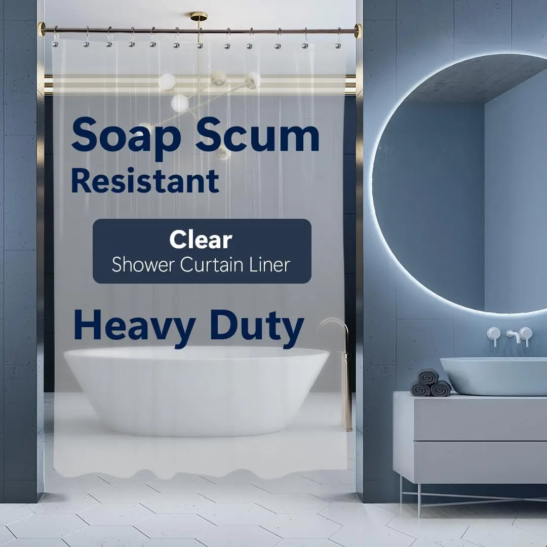 

Самый мощный прозрачный виниловый вкладыш для занавески для душа — 72 x 72 дюйма (прозрачный)