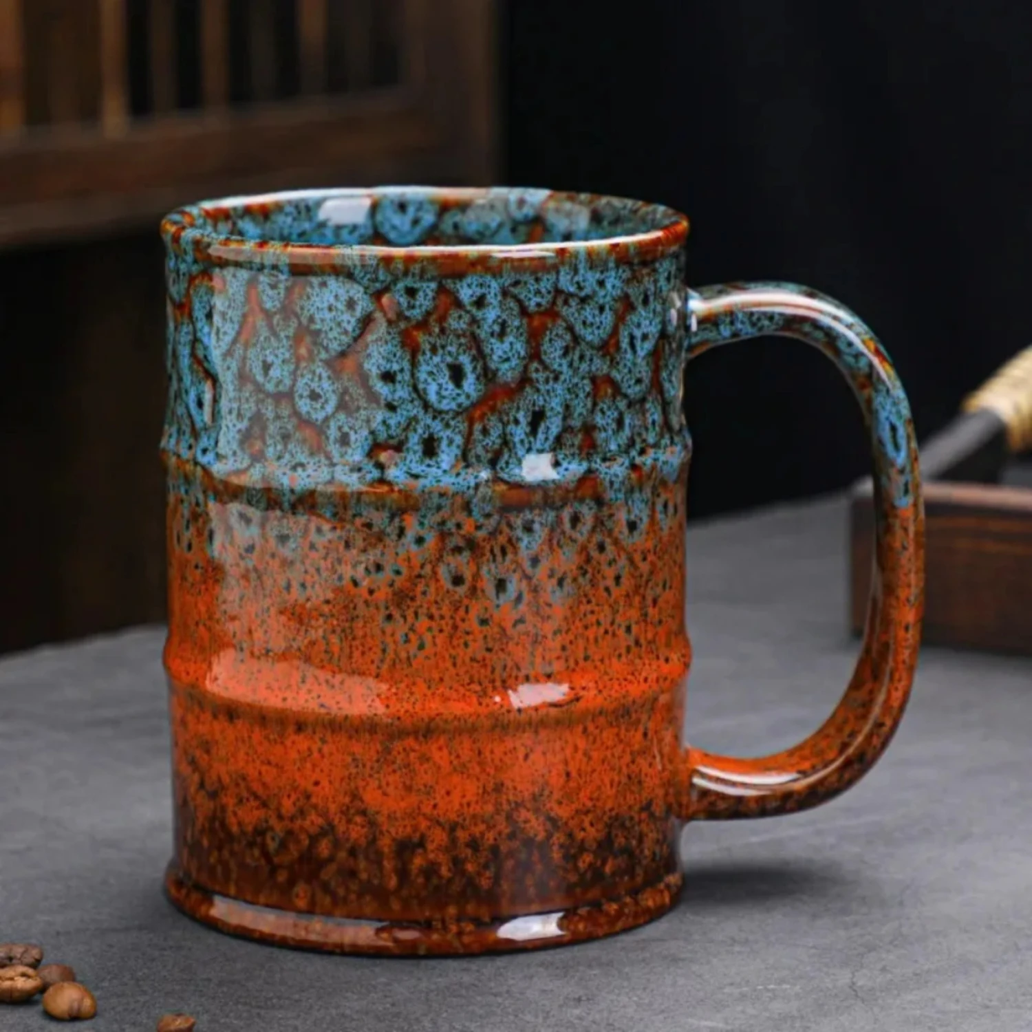 

Oil Barrel Porcelain Mug 600ML Kiln Change Beer Mugs Coffee Cups Ceramic Large-capacity Durable Personal Water Tea Cup