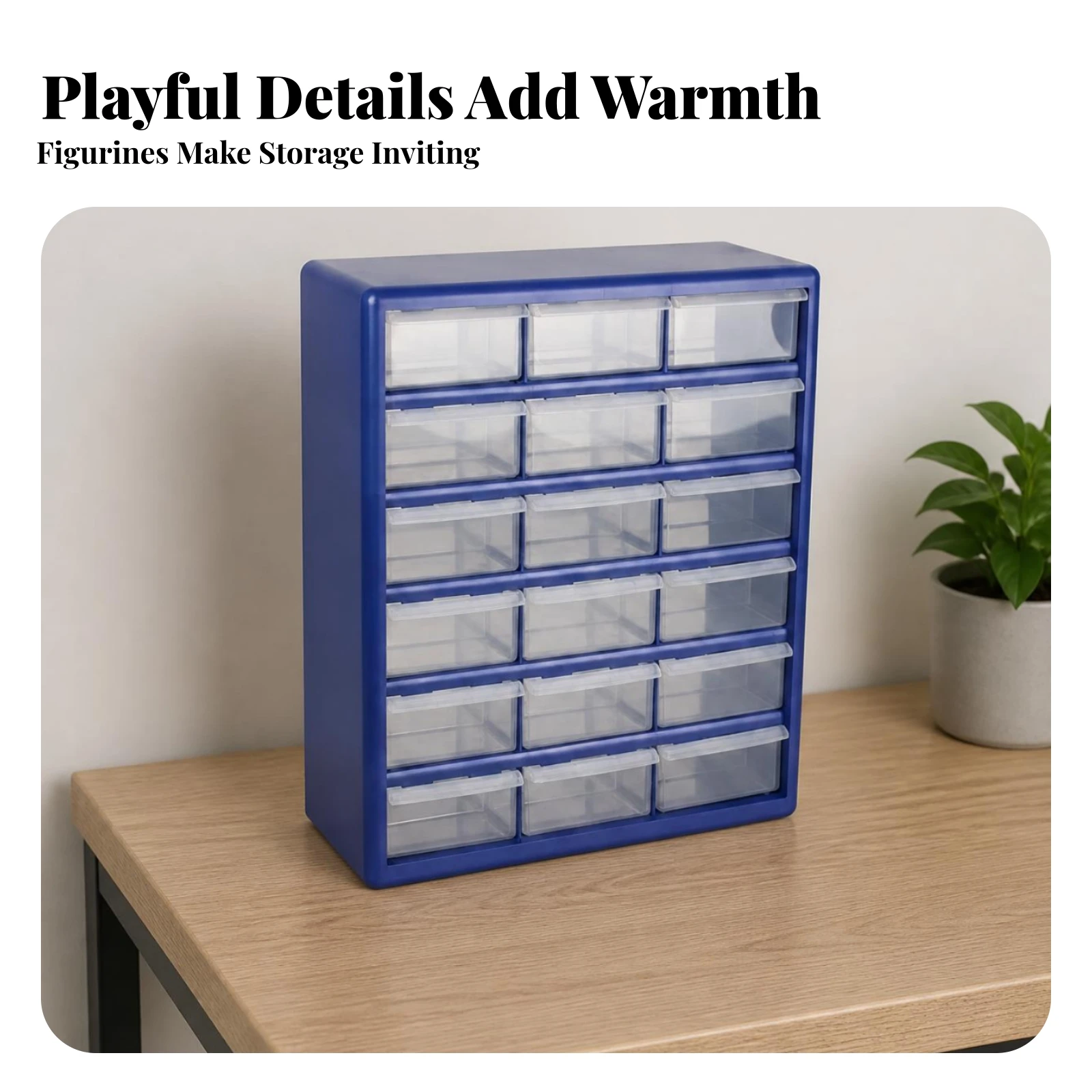 Home Organization Space-Saving 18-Drawer Organizer 6-by-3 Layout Desktop Drawer Cabinet Transparent Drawers