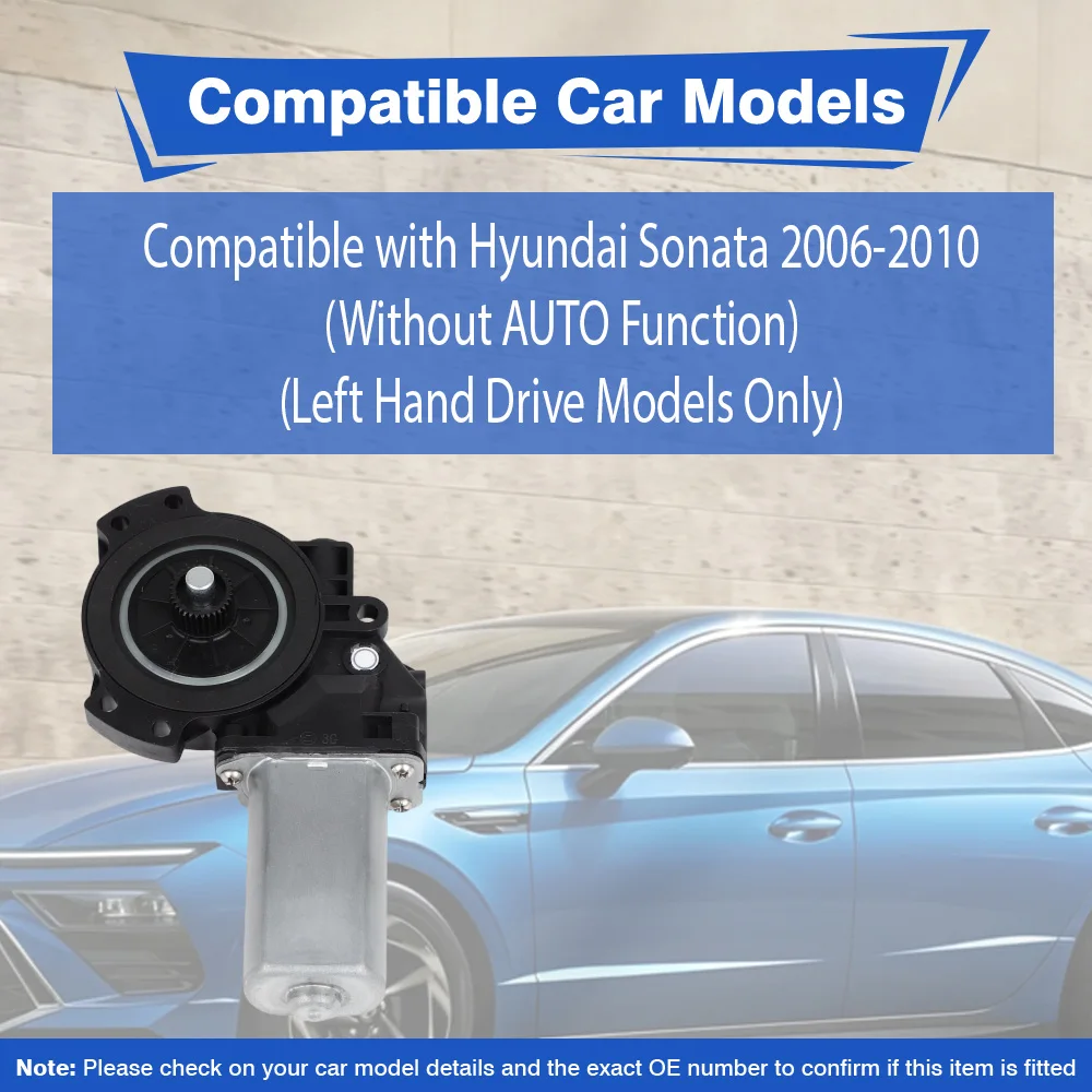 

2 Pins Power Window Lift Motor Front Rear Left Right For Hyundai Sonata Without AUTO Function 2006-2010 82450-3K001 82460-3K001