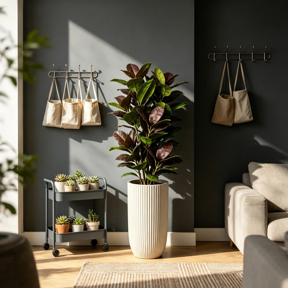 Rubber Plant Ficus - Sztuczne rośliny palmowe 85-125 cm, sztuczna