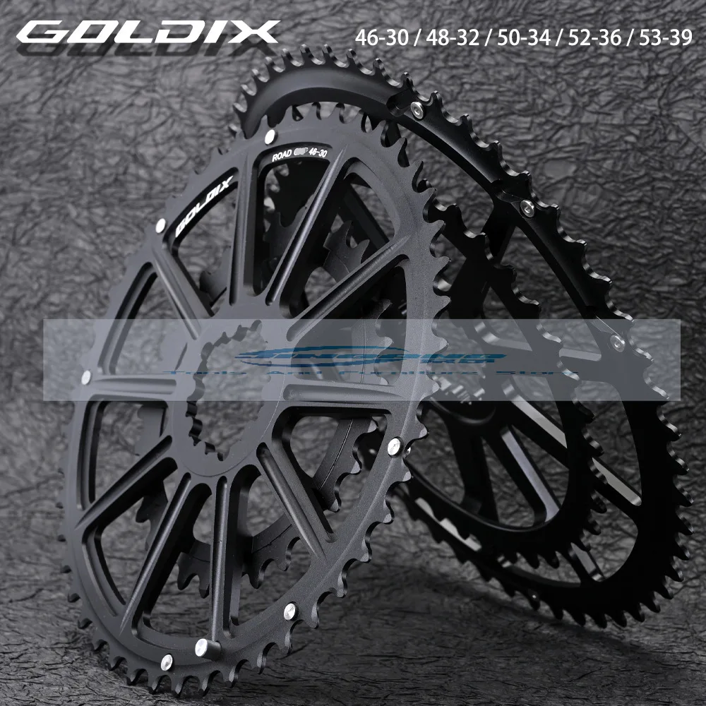 

Велосипедная звездочка GOLDIX 50-34T/52-36T/53-39T, двойная, с ЧПУ, спецификация GXP