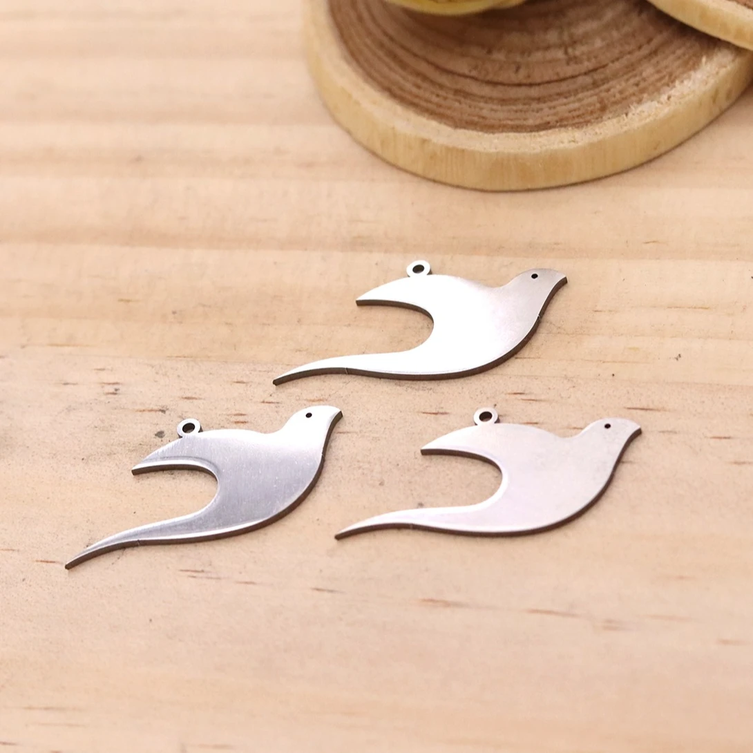 3pcs Minimalist Swallow Bird Openwork Charms Stainless Steel Pendant For DIY Jewelry Making  Necklace Handcraft Accessory