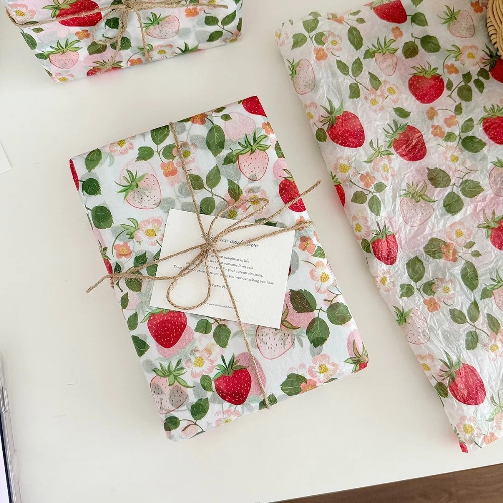 

10/20 шт. папиросной бумаги с клубничным узором - подарочная упаковочная бумага для свадеб, украшения на день рождения и упаковки цветов своими руками