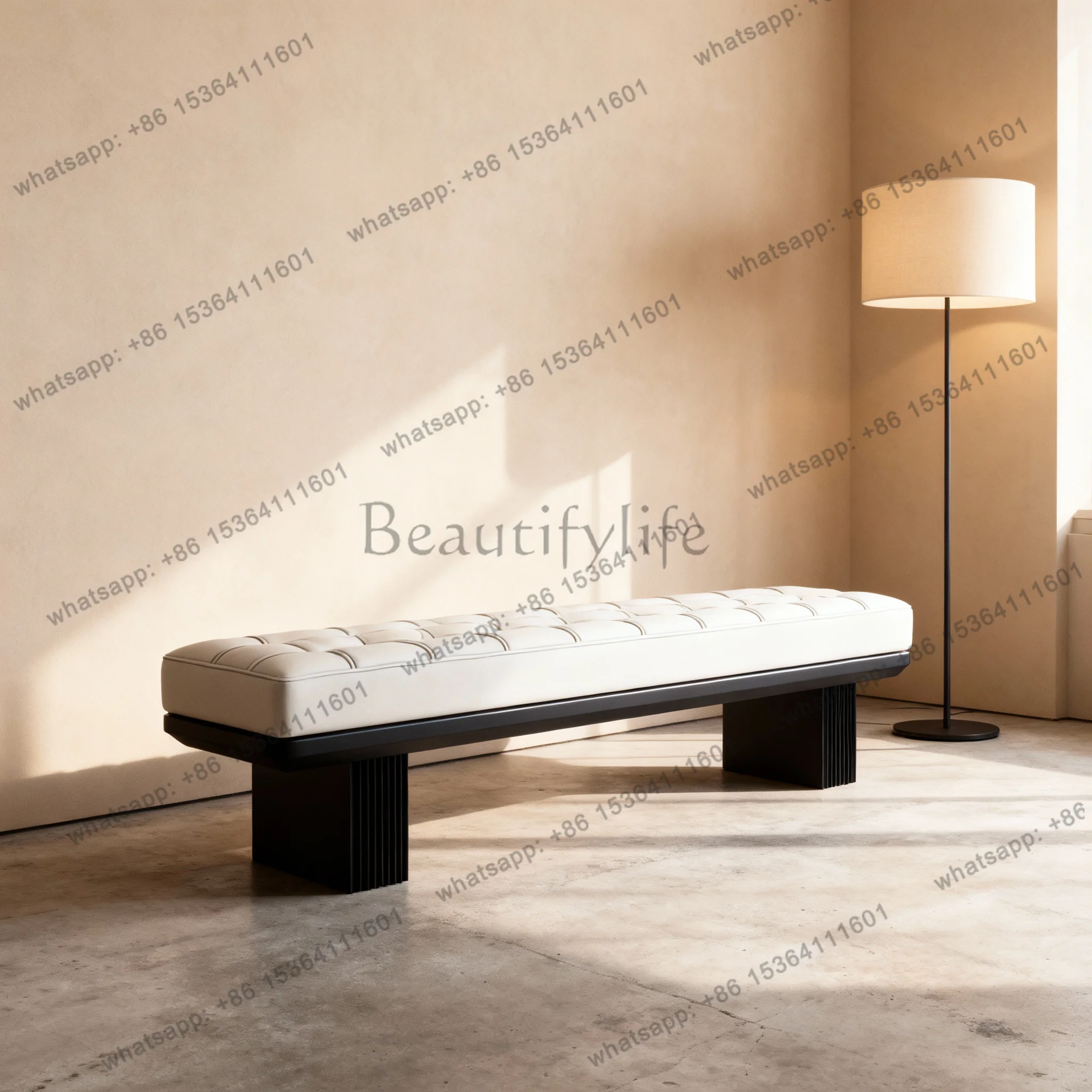 

Light luxury leather sofa stool living room bedroom bedside stool homestay modern simple solid wood