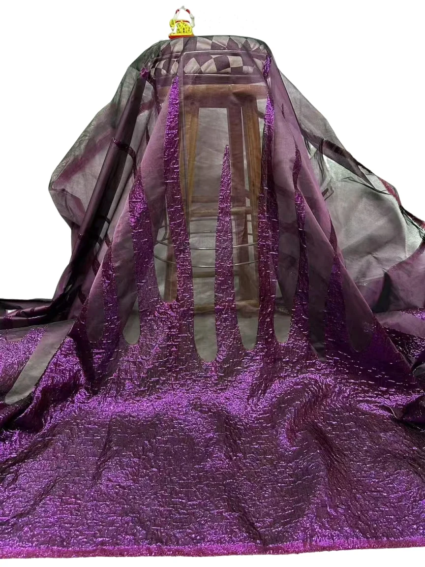 Luxury High Quality African Organza Brocade Lace Fabric 5 Yards French TulleParty Gown Dress Nigerian Jacquard Lace Sewing Cloth
