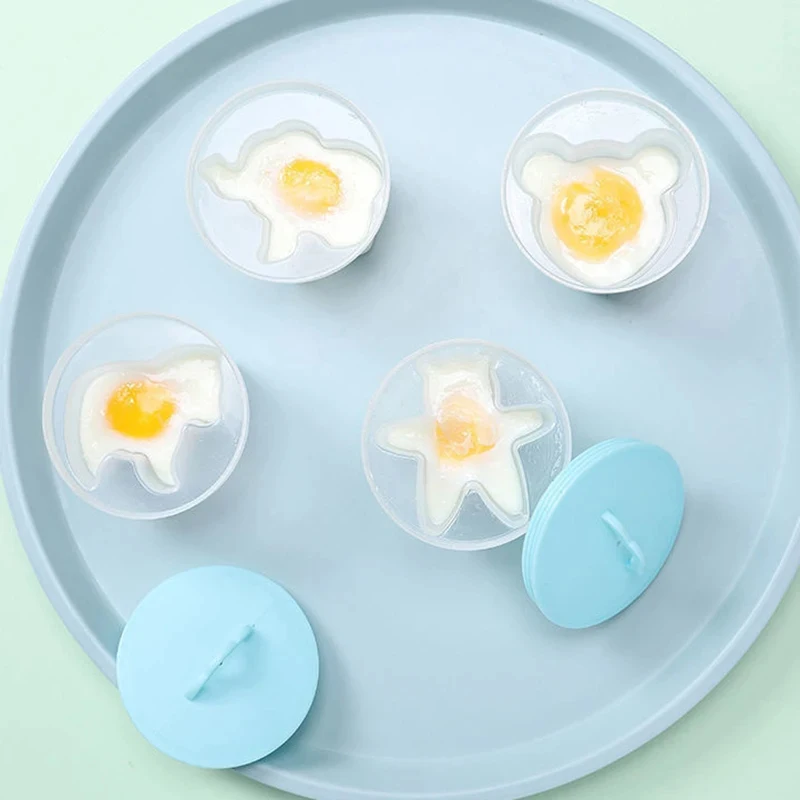 Cute Egg Boiled Mold With Brush Plastic Egg Cooker Set Breakfast Steamed Egg Boiler Poachers Home Kitchen Cooking Tools