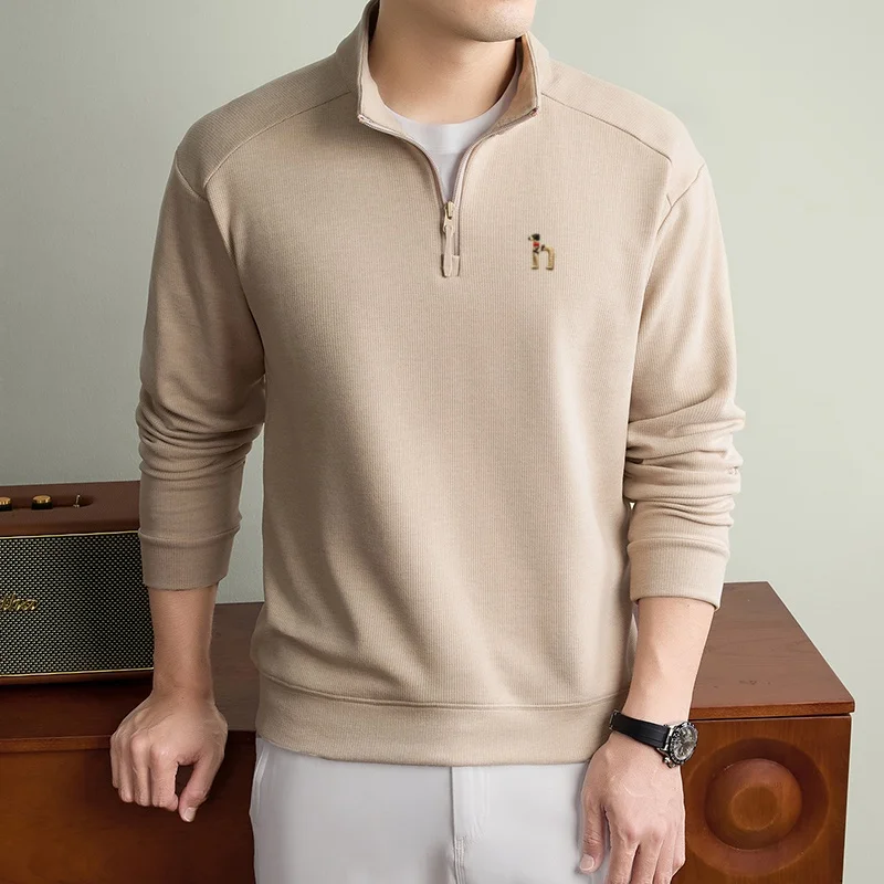 Luxusmarke Herbst Neuheit: Reißverschluss-Pullover mit halbhohem Kragen für Herren, heiß begehrter, warmer und modischer Strickpullover aus Samt. – Detail 10