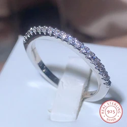 925 Stamp Slim Women's Ring Full of Small Diamand Cubic Zirconia Stone Wedding Engagement Trendy Jewelry Accessory