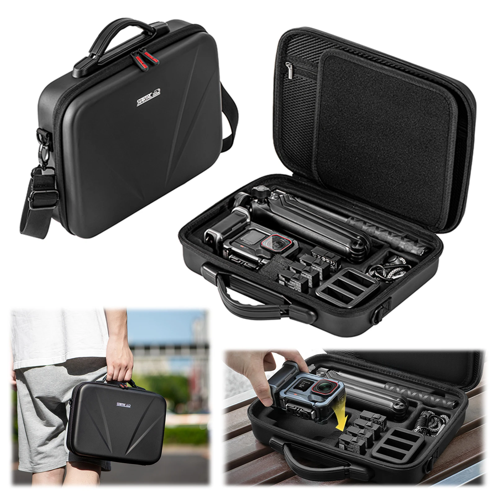 

For Insta360 Ace Pro 2 Grip Kit Organizer Bag Large Capacity Hard Shell Storage Bag Anti-Scratch Digital Camera Carrying Case
