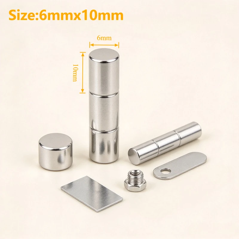 6x10mm N35 Round Disc Neodymium Magnet, Small NdFeB Permanent Magnet for Fridge, Office, DIY Craft Hobby Projects 6*10mm