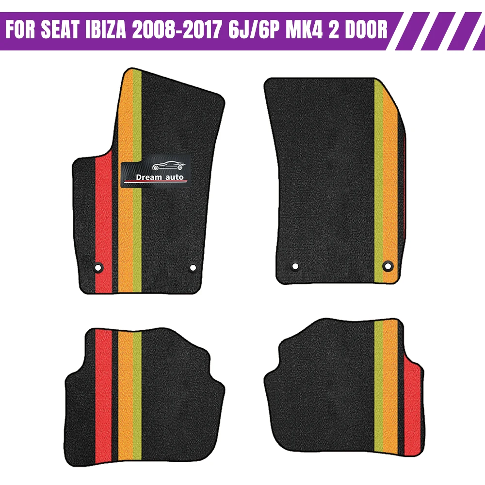 Car Mats With Buttons Waterproof Non-Slip Car-Specific Mats Floor Mats For seat Ibiza 2008–2017 6J/6P MK4 2door Car Accessories