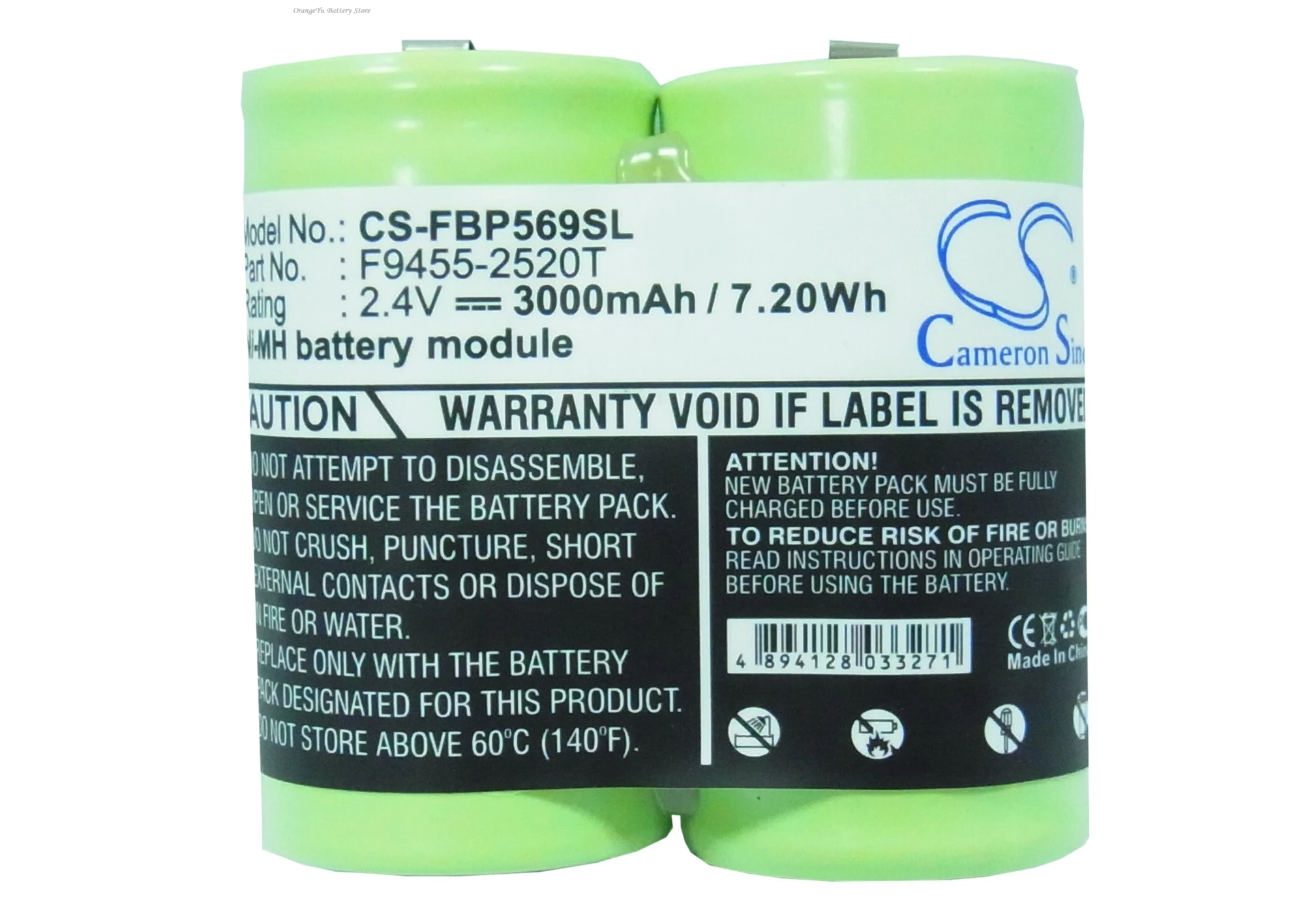 Cameron Sino 2.4V 3000mAh replacement Battery F9455-2520T for Fluke 474569