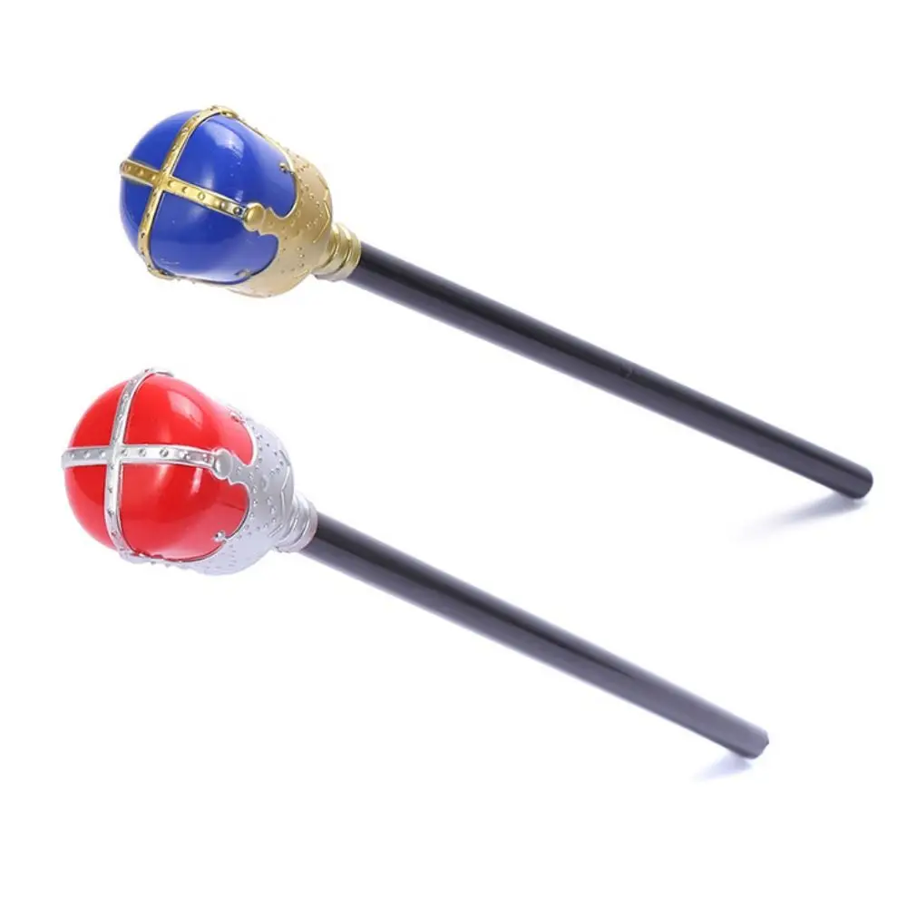 Durable Plastic King Queen Scepter Red/Blue Performance Princess Prince Cane Cosplay Props Halloween Dress Up Hand Wand Boy