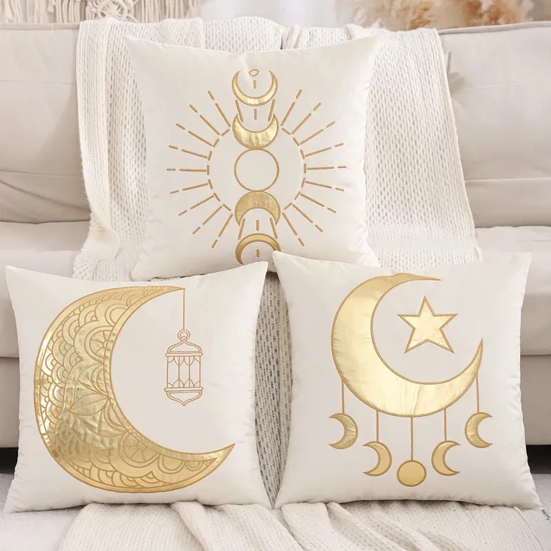 VIKAMA French Style Moon Phase Cushion Cover Nordic Minimalist Living Room Sofa Cushion Cover Bedroom Decorative Cushion Cover