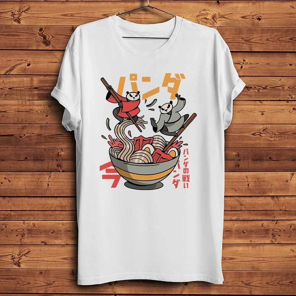 heavyweight Informal Vintage Wave Ramen Panda  funny men Short Sleeve Casual Daily Unisex Breathable Streetwear  Hot Tee