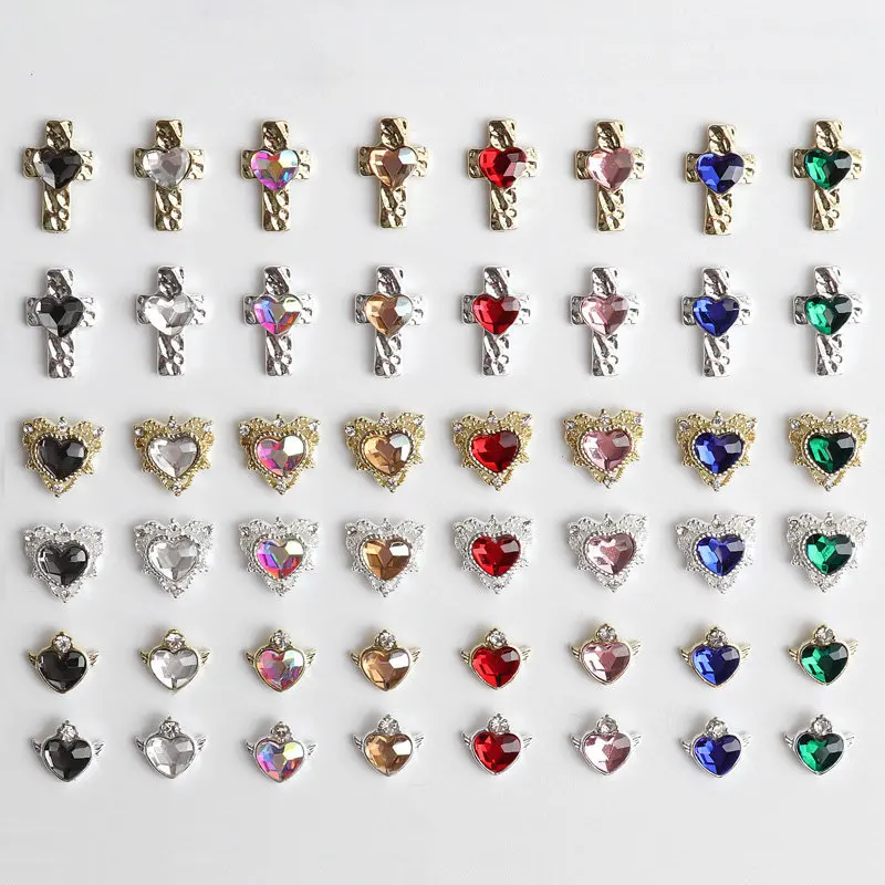 20pcs/lot Sailor Moon Cross Love Heart Alloy Nail Art Parts Decorations Supplies Professionals Nails Accesorios Designs Charms