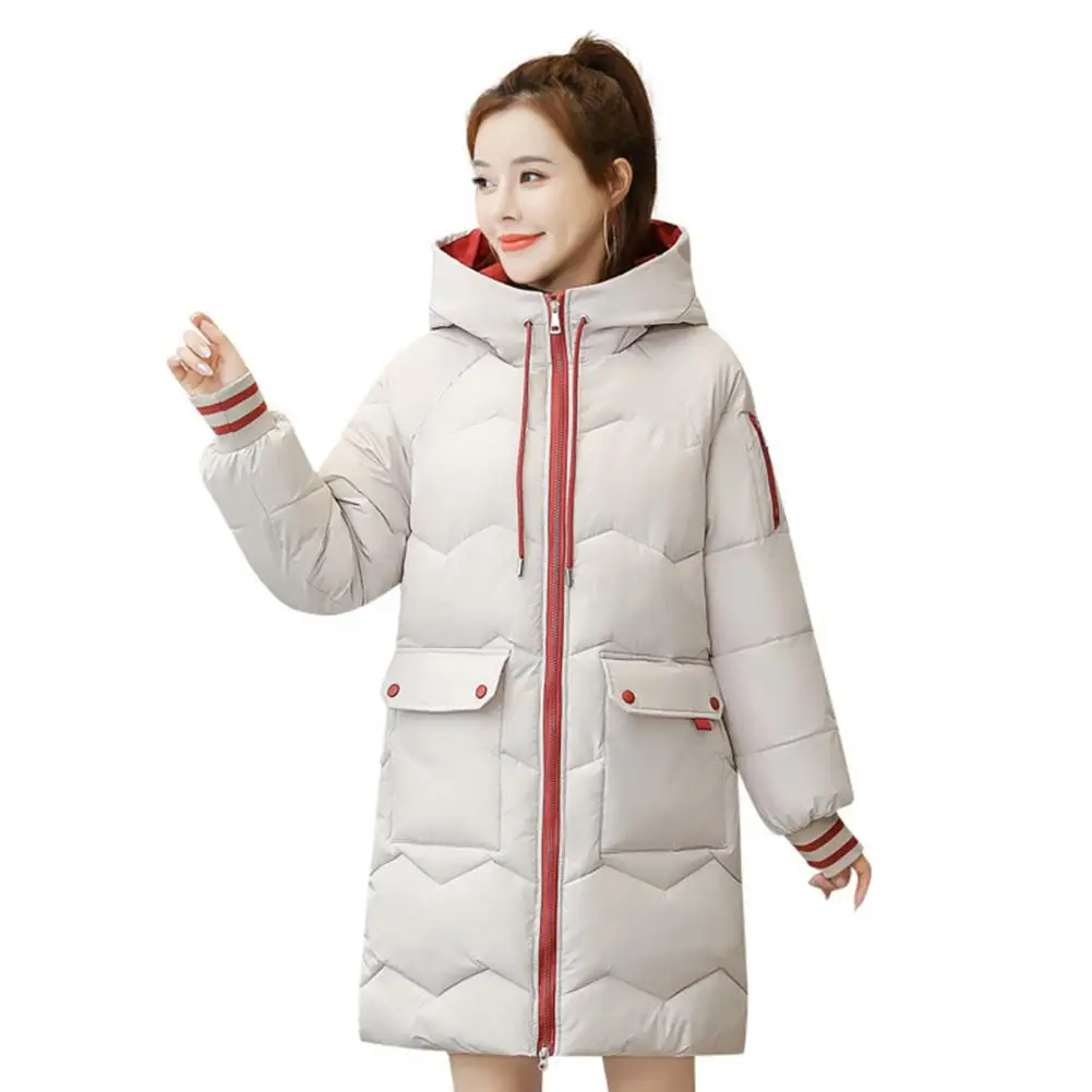 Women Jacket Windproof Thick Warm Long Puffer Coat White Female Basic  Overcoat Winter Parkas Hooded Cotton